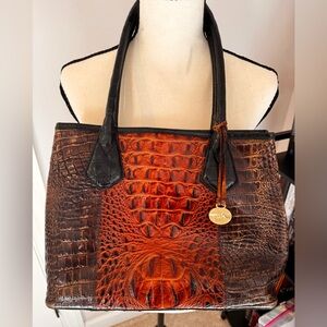 Brahmin Black and Brown Tote 10x14 EUC